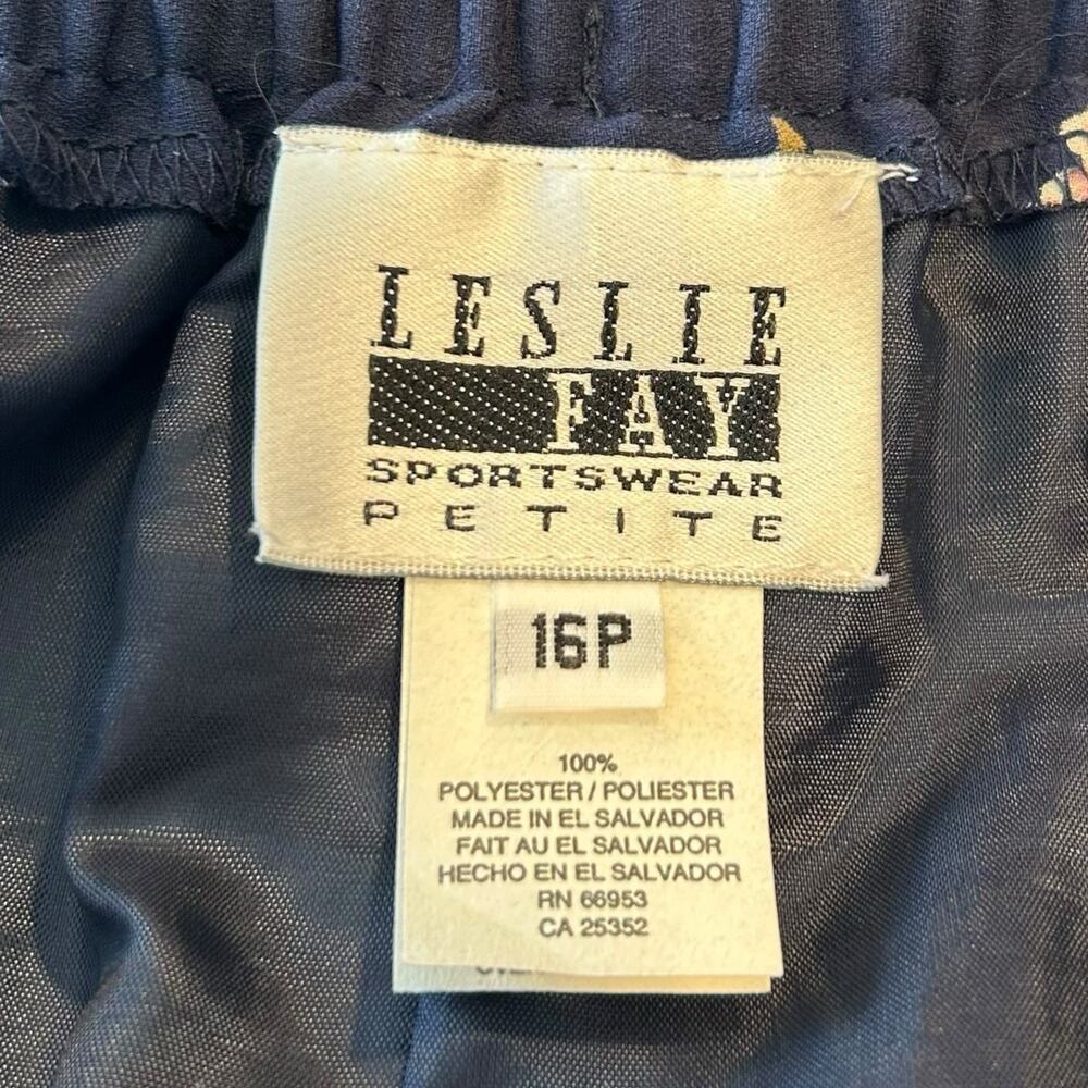 Leslie Fay Navy Floral Border Midi Skirt 16P Coastal Chic - Picture 5 of 14